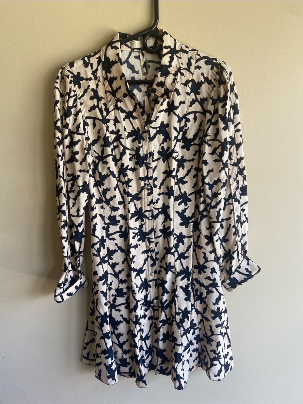 Ulla Johnson Cream Dress with Black Floral Print size 6